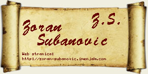 Zoran Subanović vizit kartica